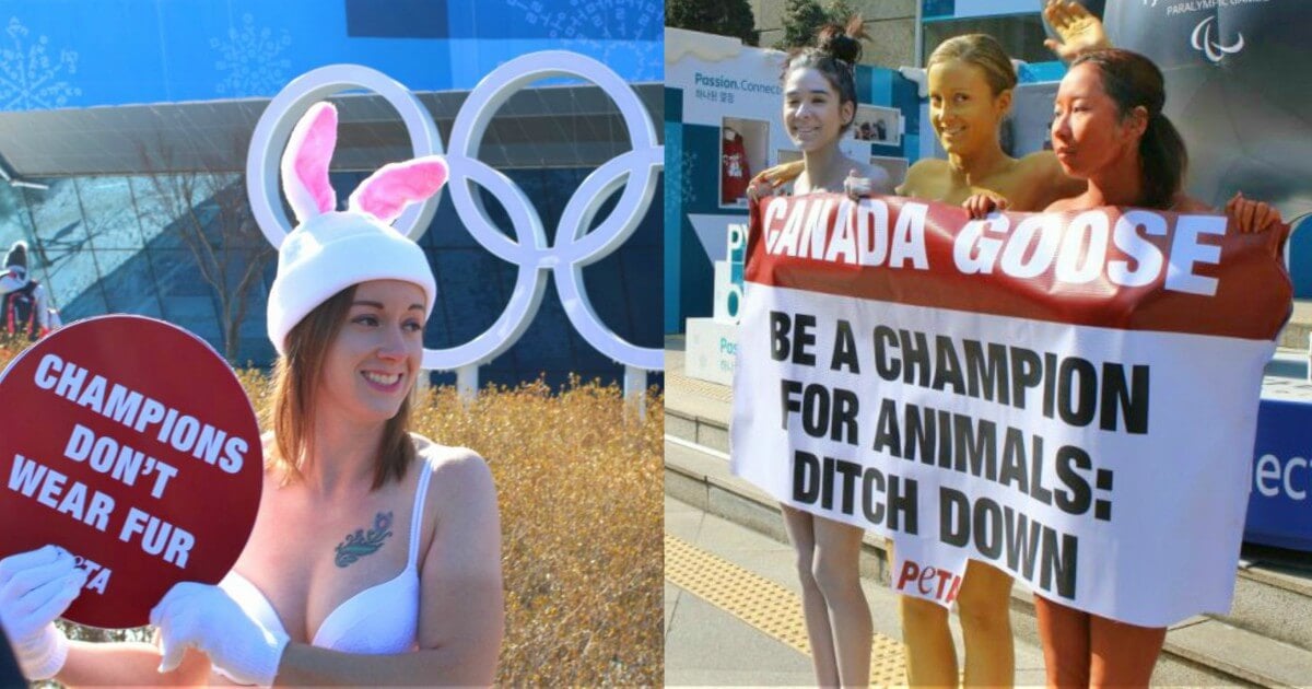 PHOTOS: PETA Activists Strip Down to Protest Fur and Confront Canada Goose Ahead of the Olympic Winter Games in South Korea