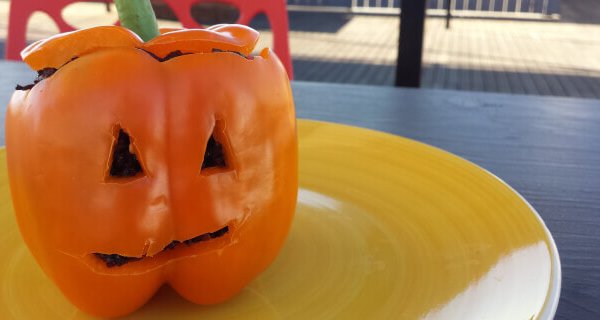 Super-Easy Halloween Recipe: Scary Stuffed Bell Peppers