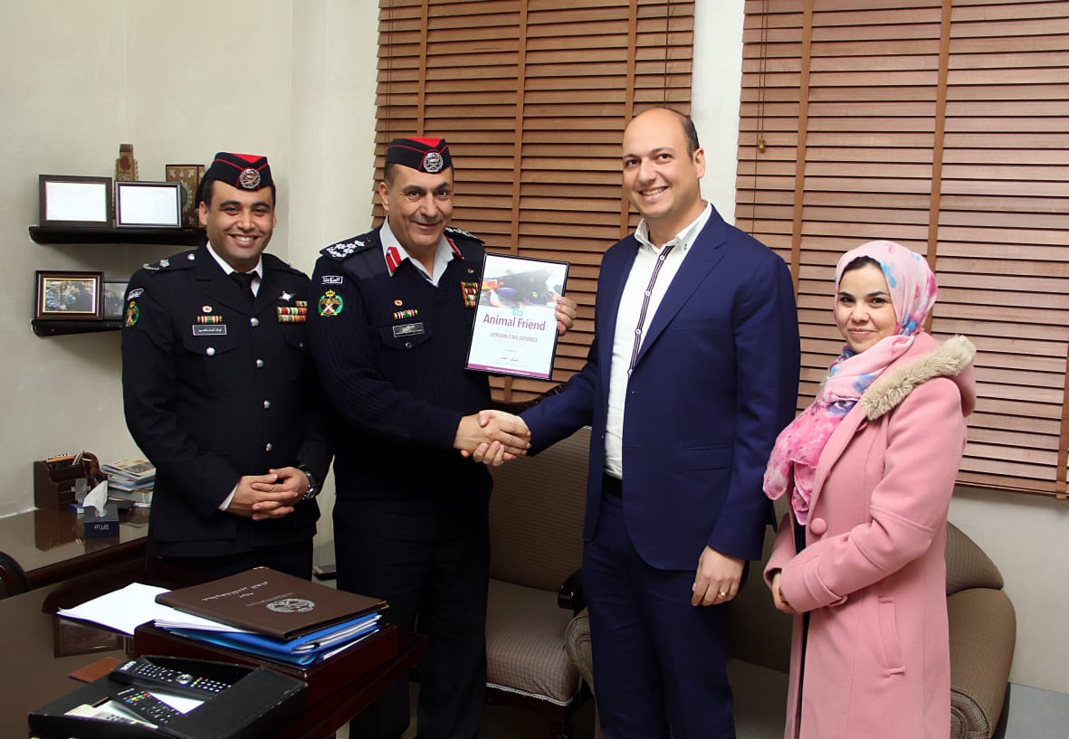 The Jordan Civil Defense Directorate Receives an Award From PETA for Rescuing Animals