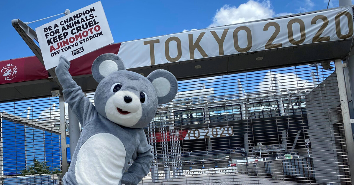 Photos: PETA ‘Rat’ Protests Tokyo Olympics Sponsor Ajinomoto Over Horrific Tests on Animals