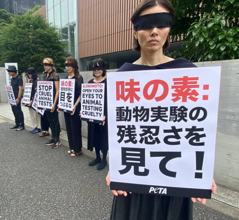 PETA Demands Ajinomoto Open their Eyes at Shareholders Meeting